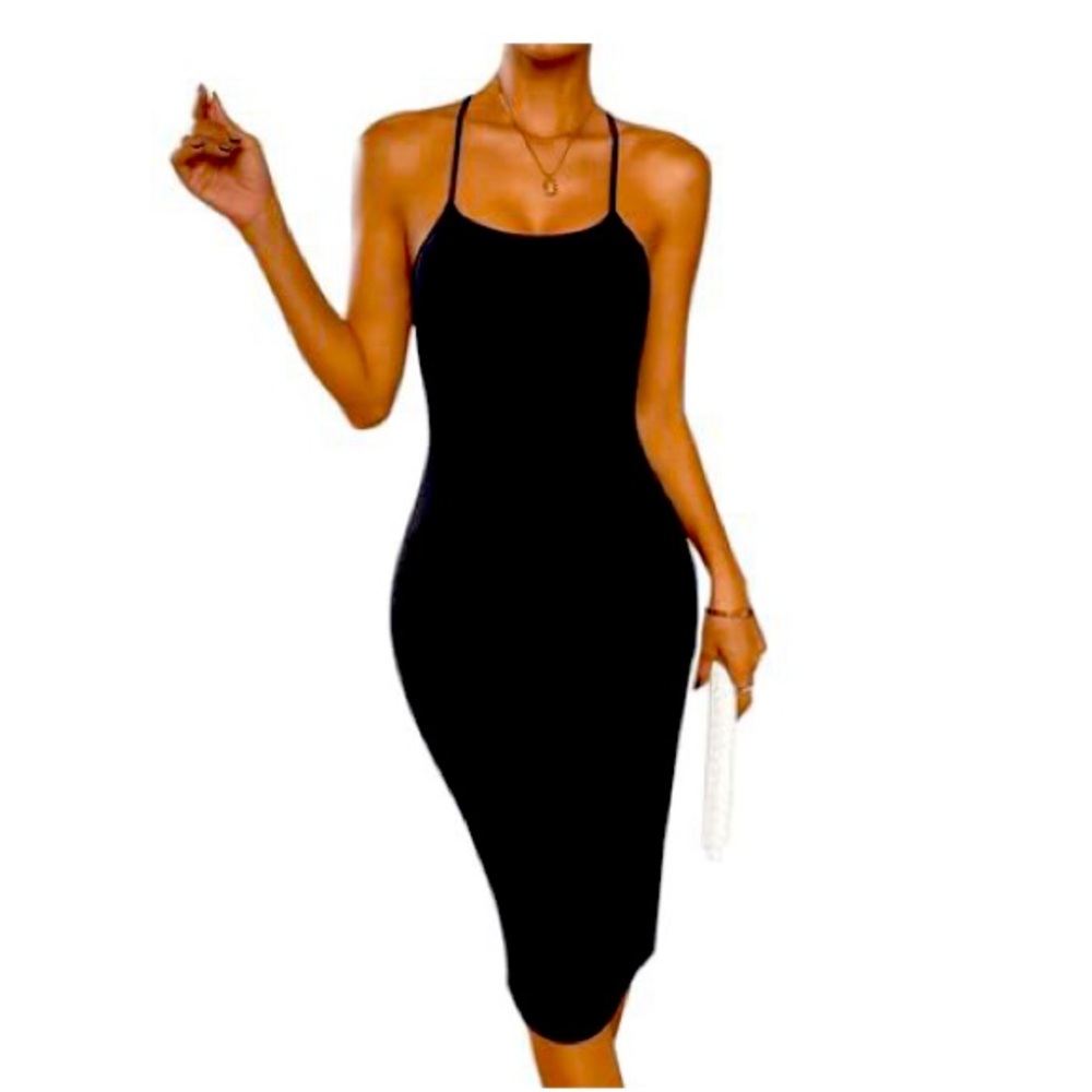 Floerns Women's Halter Criss Cross Backless Dress